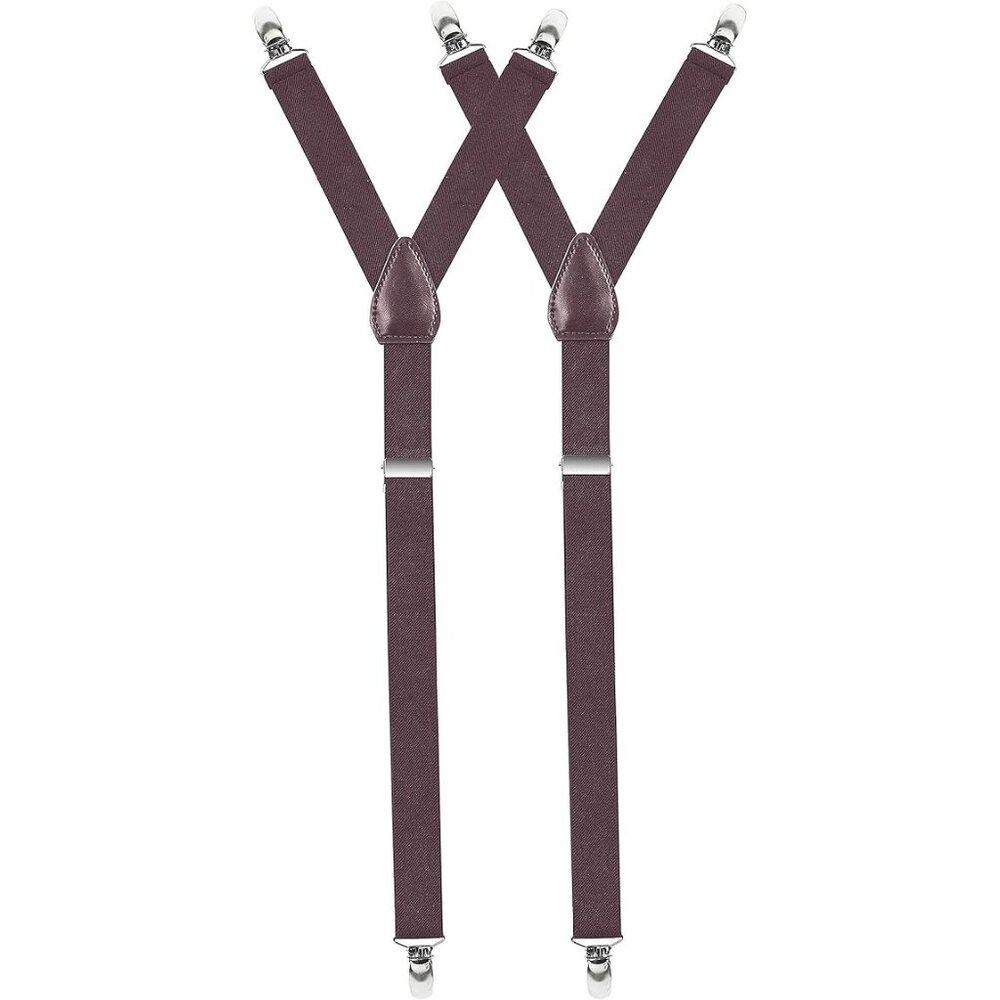 HOLD'EM Improved Shirt Stays Men Adjustable Elastic Y-style 1” Wide - Brown